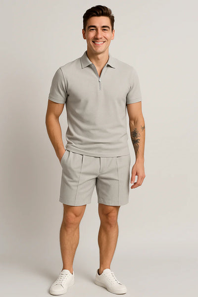 Ensemble Estival Polo et Short pour Homme – Gris
