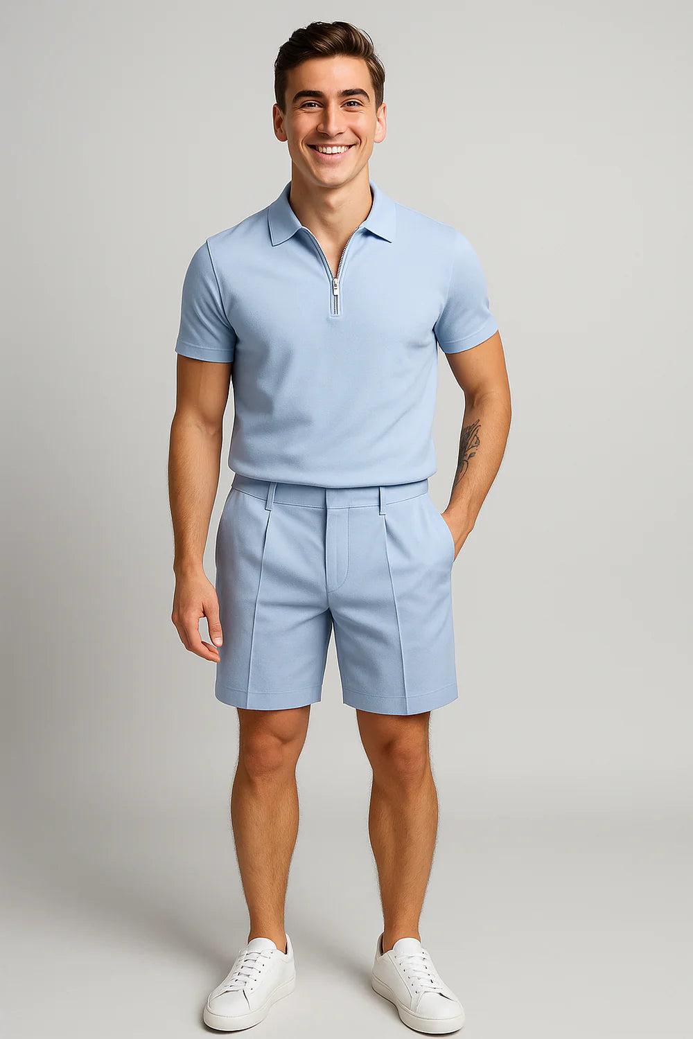 Ensemble Estival Polo et Short pour Homme – Bleu clair