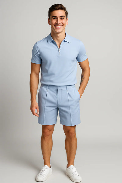 Ensemble Estival Polo et Short pour Homme – Bleu clair