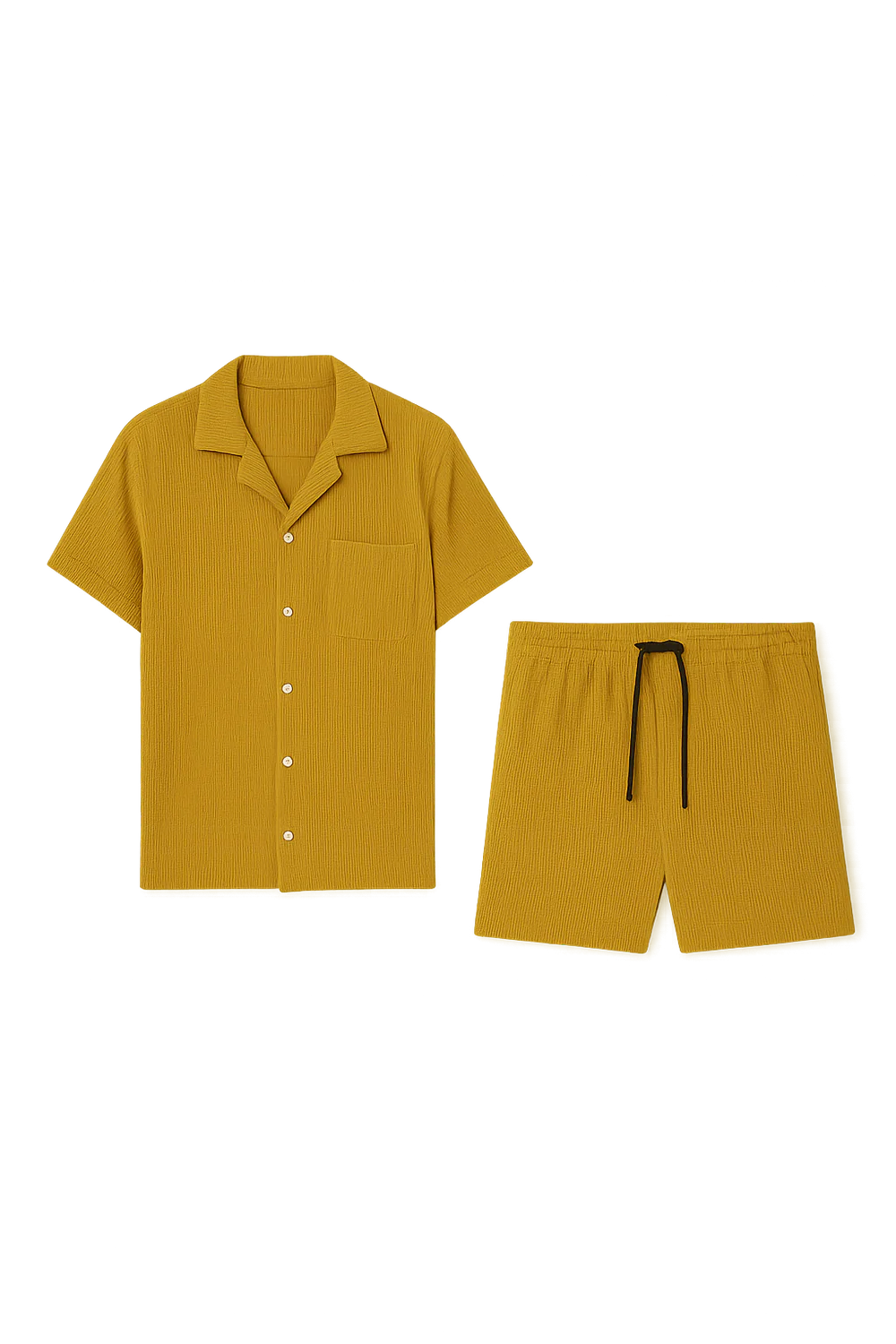 Ensemble Estival Tendance en Velours Côtelé pour Homme – Jaune