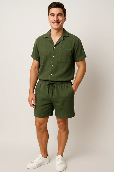 Ensemble Estival Tendance en Velours Côtelé pour Homme – Vert