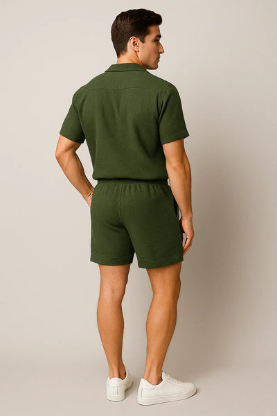 Ensemble Estival Tendance en Velours Côtelé pour Homme – Vert
