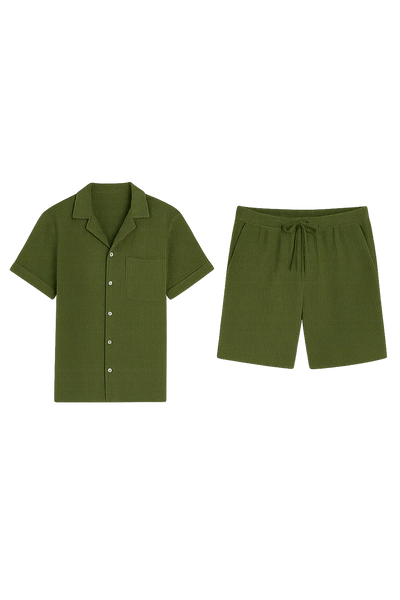 Ensemble Estival Tendance en Velours Côtelé pour Homme – Vert