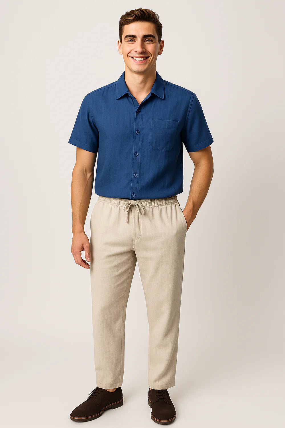 Ensemble Estival Formel pour Homme – Bleu-Beige