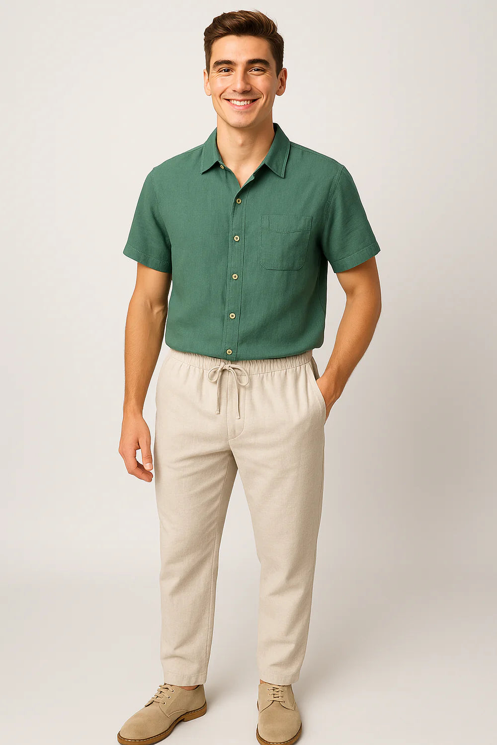Ensemble Estival Formel pour Homme – Vert-Beige