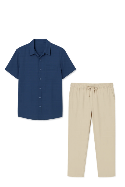 Ensemble Estival Formel pour Homme – Bleu-Beige
