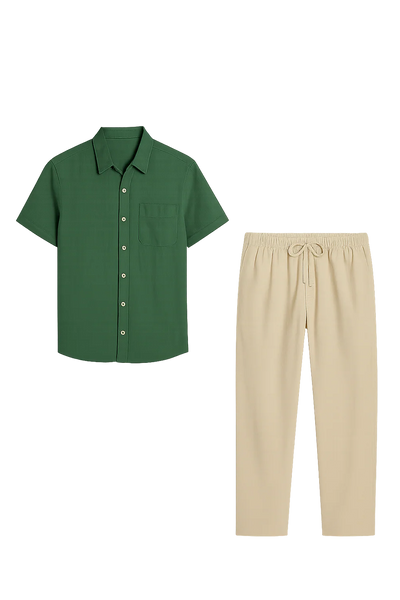 Ensemble Estival Formel pour Homme – Vert-Beige