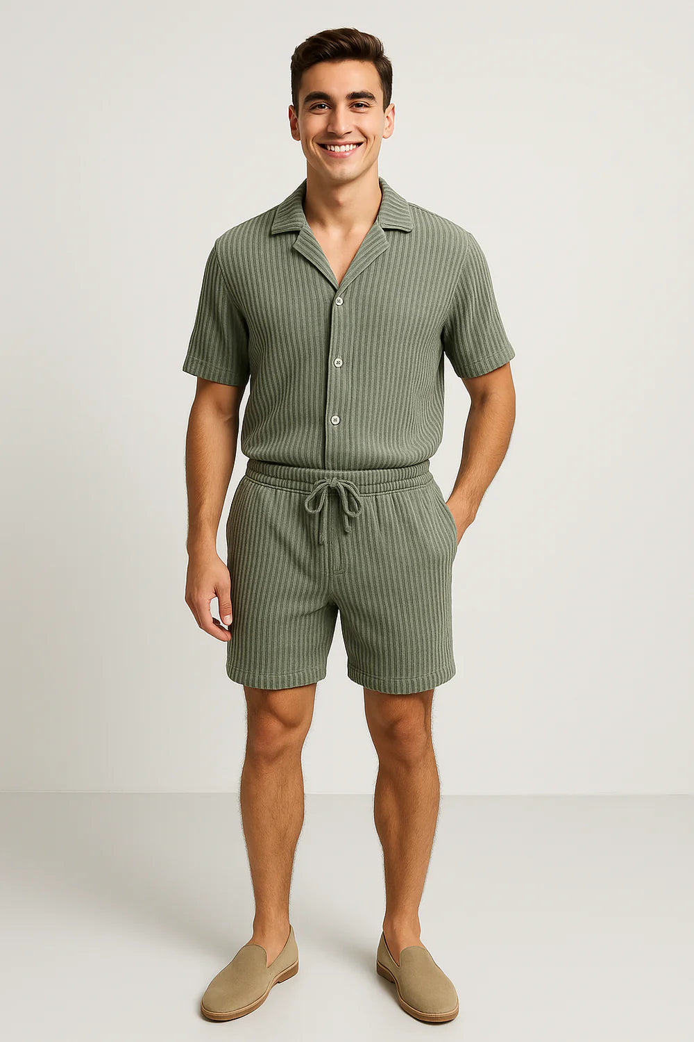 Ensemble Classique Chemise et Short pour Homme – Vert