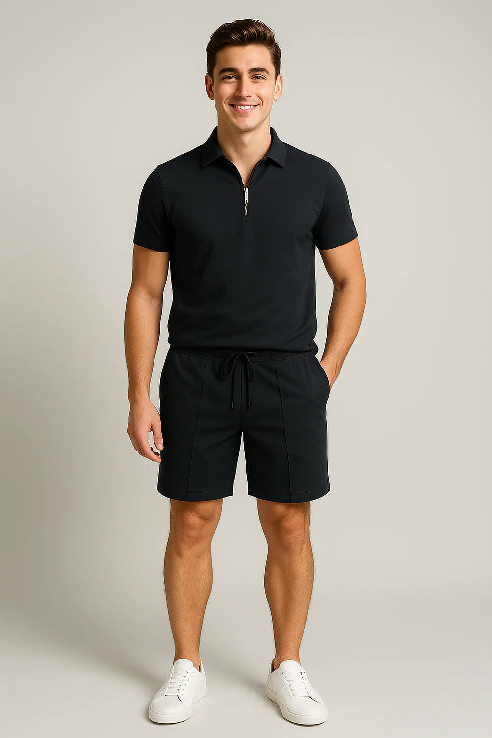Ensemble Estival Polo et Short pour Homme – Noir
