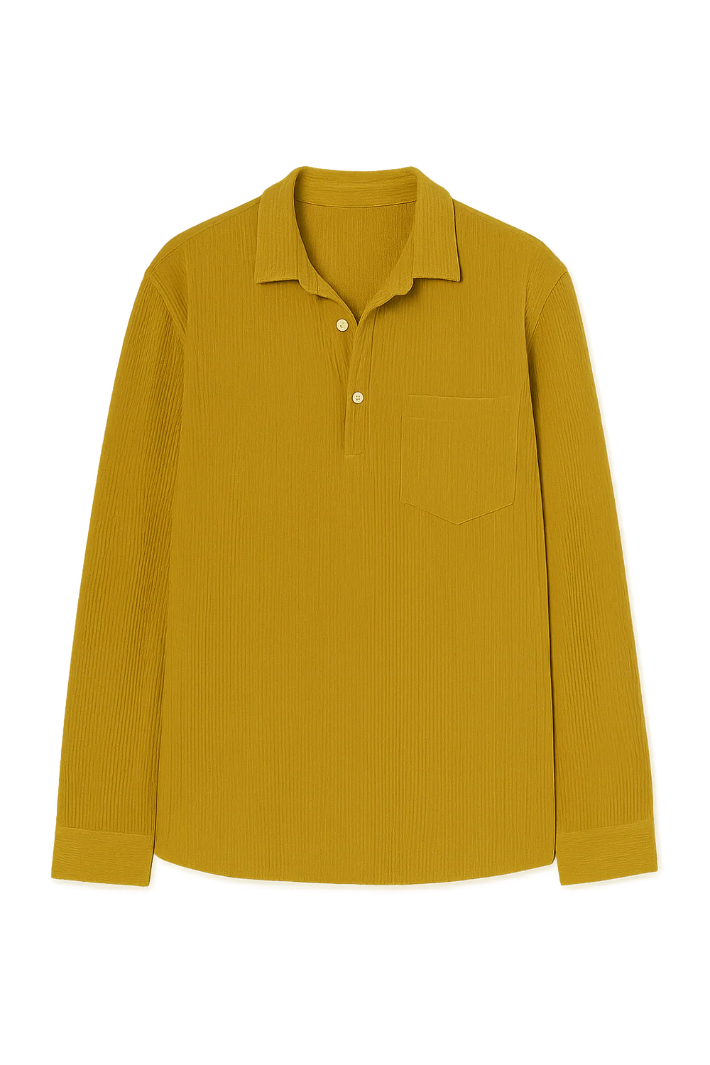 Chemise Vintage pour Homme en Velours Côtelé à Enfiler – Jaune