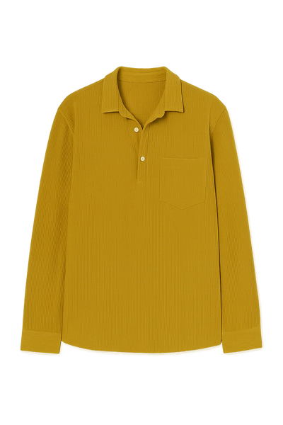 Chemise Vintage pour Homme en Velours Côtelé à Enfiler – Jaune