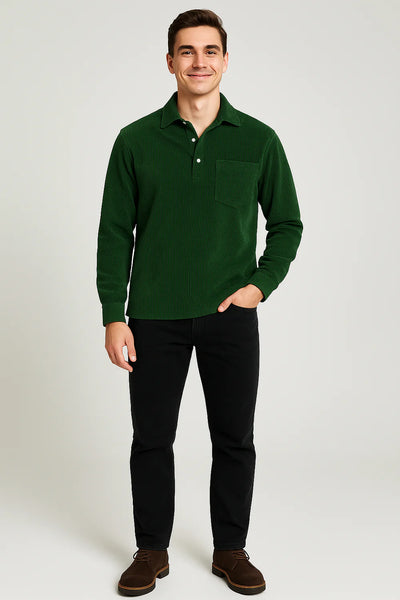 Chemise Vintage pour Homme en Velours Côtelé à Enfiler – Vert