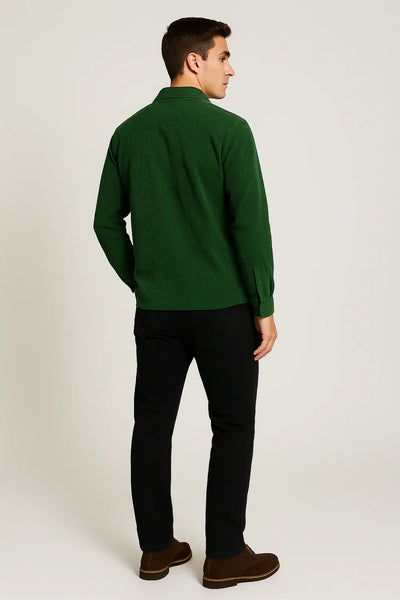 Chemise Vintage pour Homme en Velours Côtelé à Enfiler – Vert