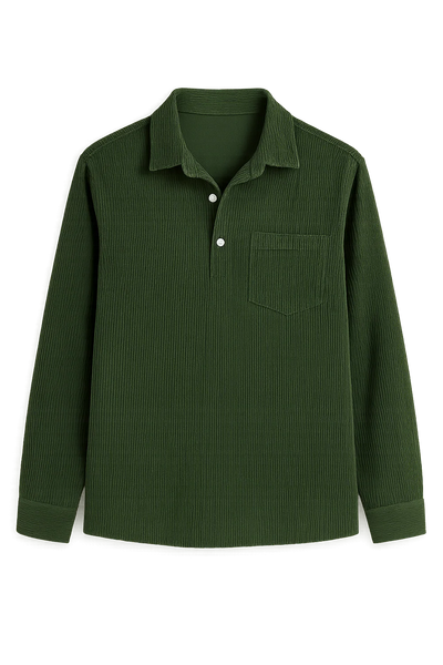 Chemise Vintage pour Homme en Velours Côtelé à Enfiler – Vert
