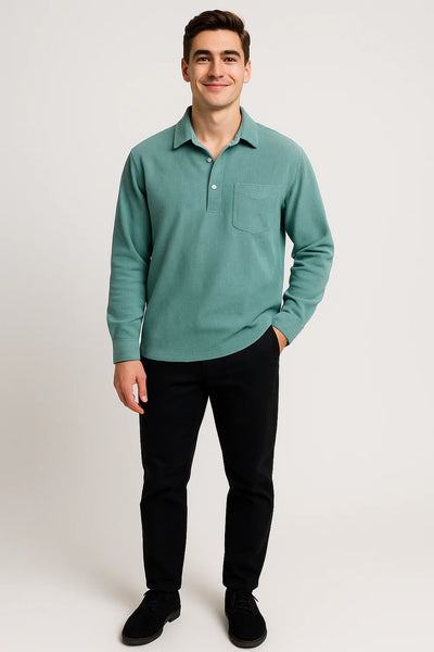 Chemise Vintage pour Homme en Velours Côtelé à Enfiler – Bleu clair