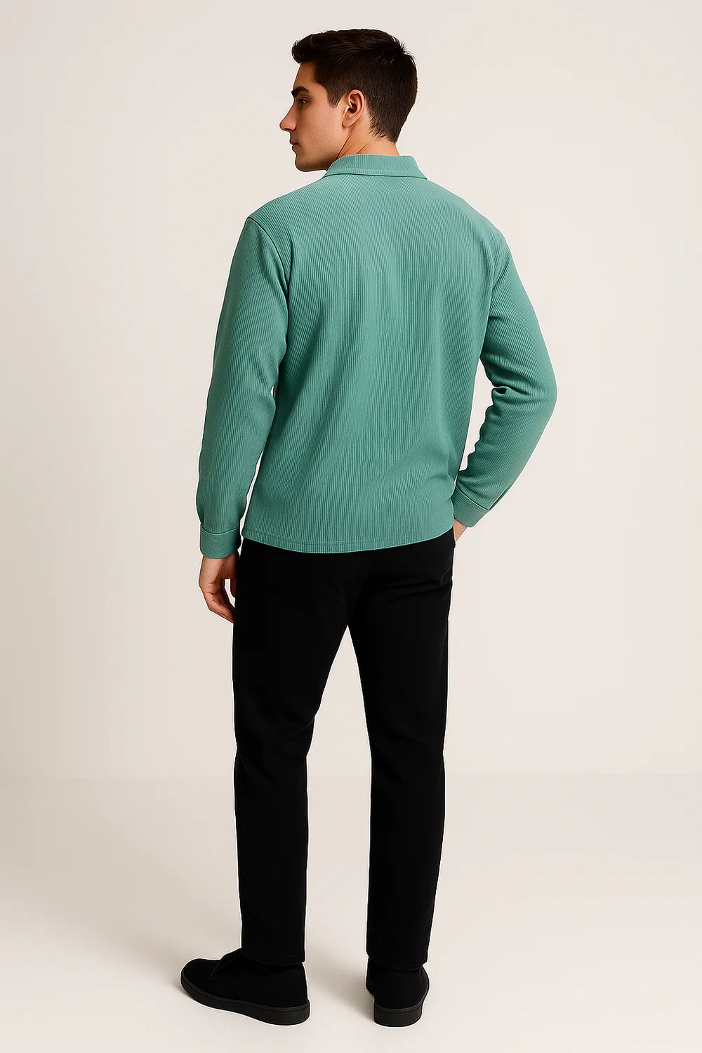 Chemise Vintage pour Homme en Velours Côtelé à Enfiler – Bleu clair