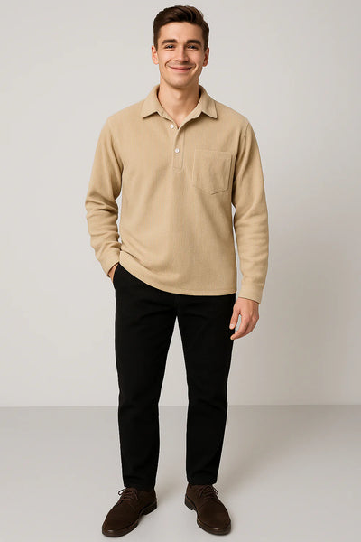Chemise Vintage pour Homme en Velours Côtelé à Enfiler – Kaki