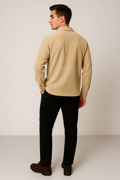 Chemise Vintage pour Homme en Velours Côtelé à Enfiler – Kaki