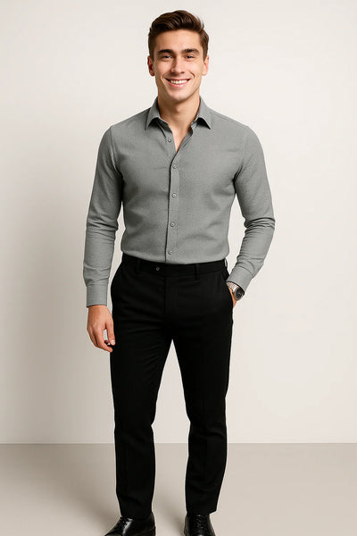 Chemise Classique de Bureau pour Homme – Gris Clair