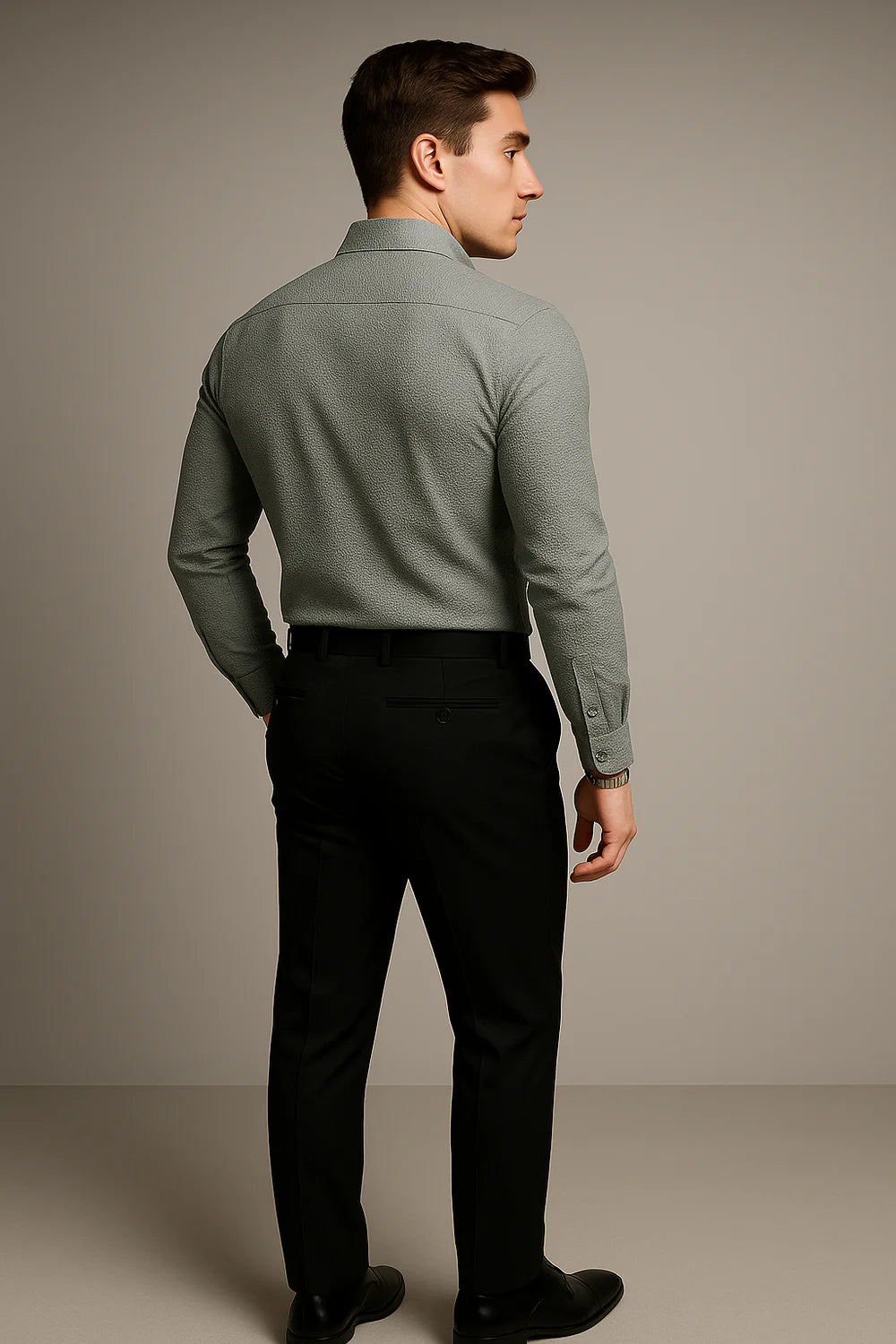 Chemise Classique de Bureau pour Homme – Gris Clair