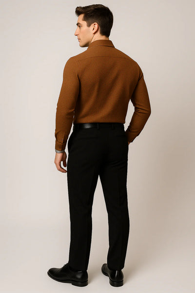 Chemise Classique de Bureau pour Homme – Marron