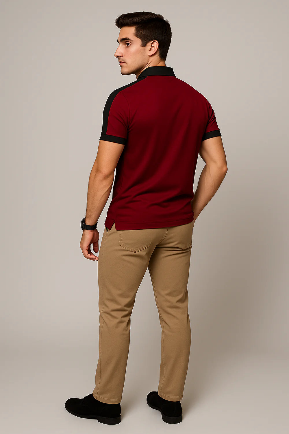 Polo Ajusté d'Été Classique pour Homme – Rouge bordeaux