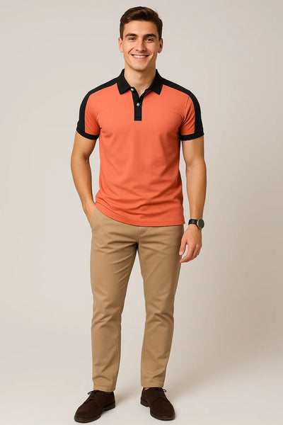 Polo de Bureau Élégant à Manches Courtes pour Homme – Orange
