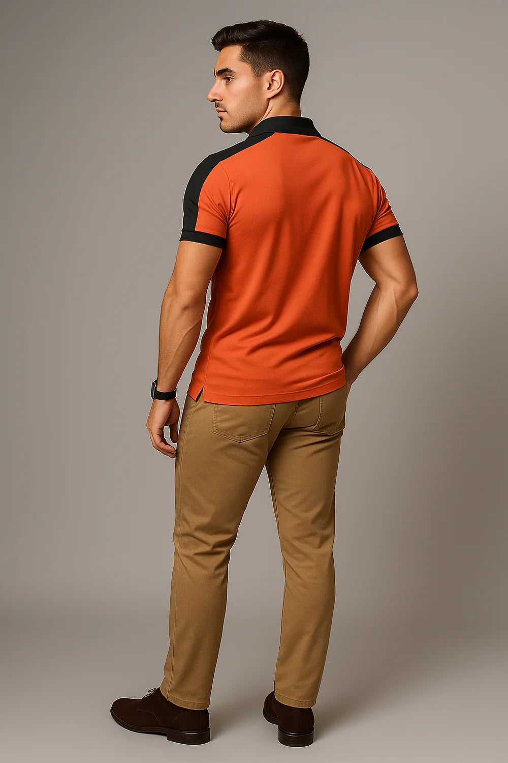 Polo de Bureau Élégant à Manches Courtes pour Homme – Orange