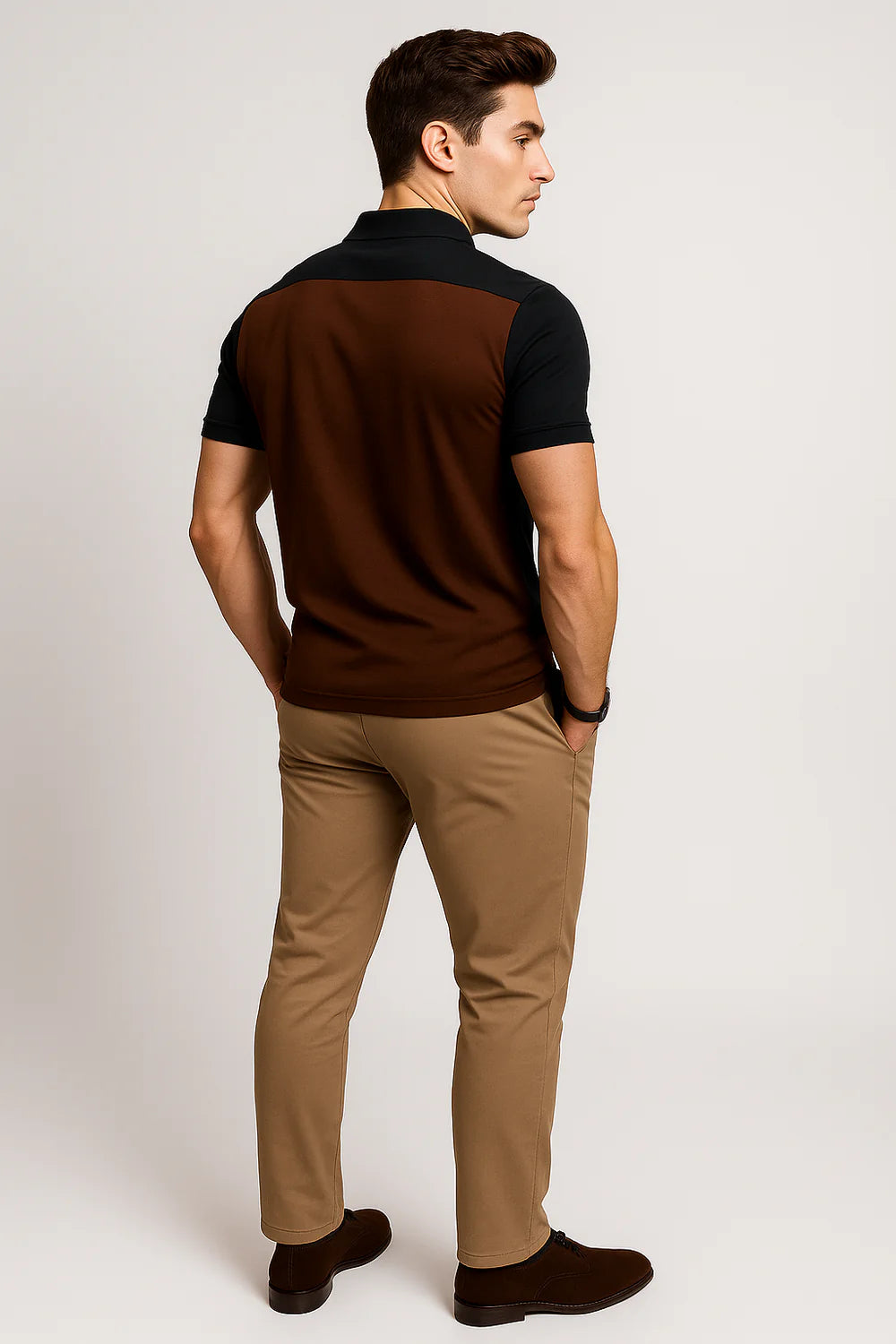 Polo de Bureau Élégant à Manches Courtes pour Homme – Marron