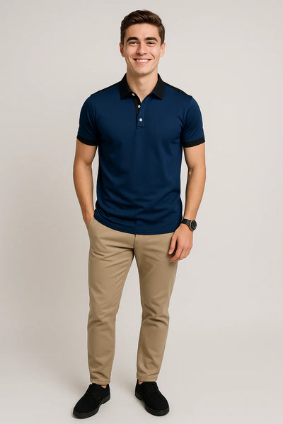 Polo de Bureau Élégant à Manches Courtes pour Homme – Bleu