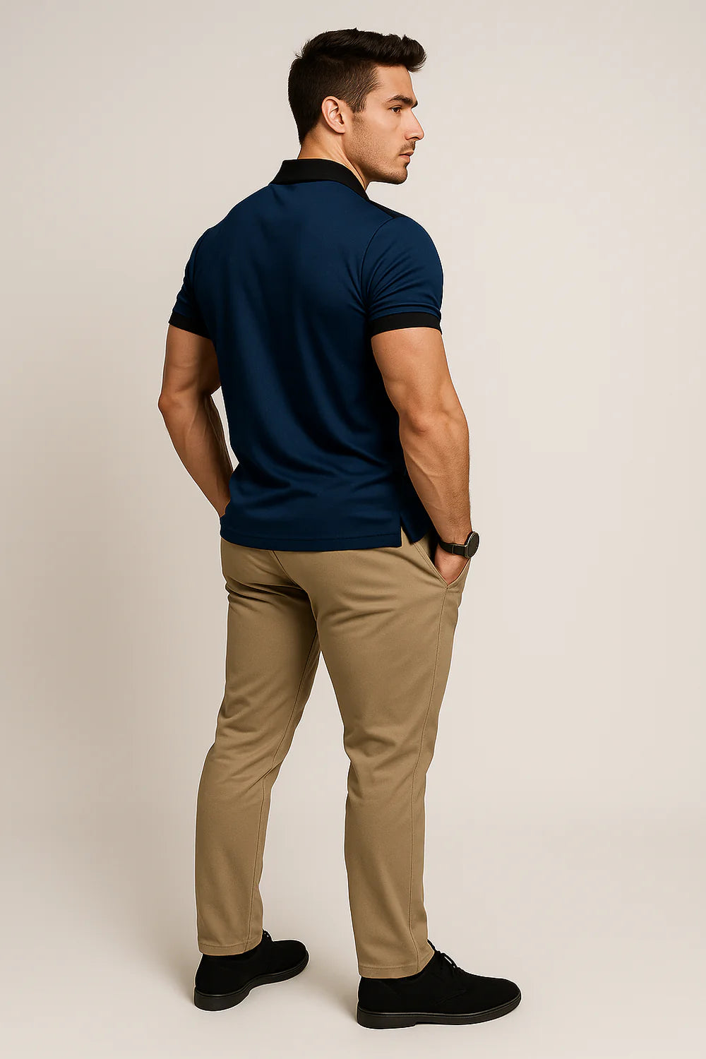 Polo de Bureau Élégant à Manches Courtes pour Homme – Bleu