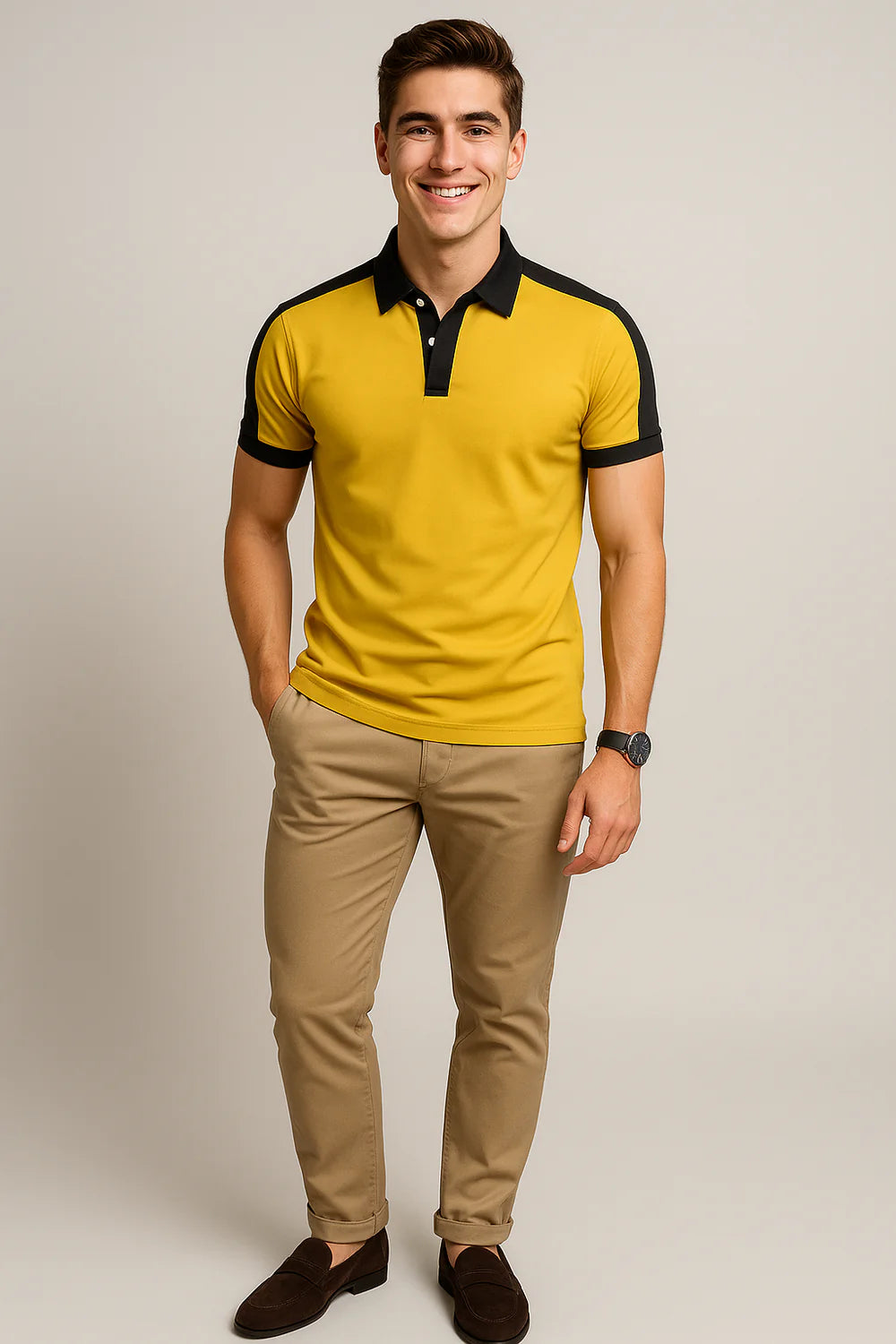 Polo de Bureau Élégant à Manches Courtes pour Homme – Jaune