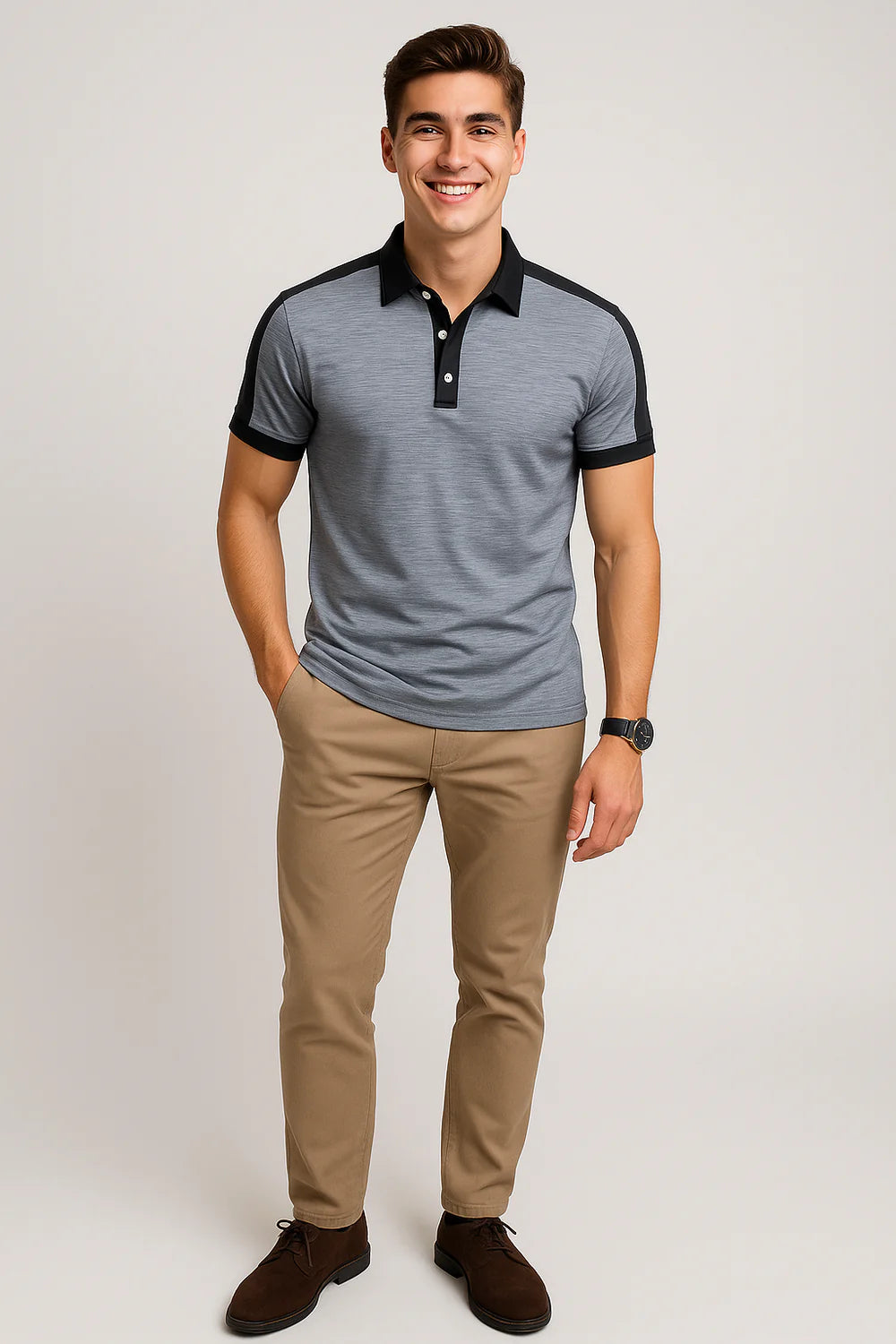Polo de Bureau Élégant à Manches Courtes pour Homme – Gris