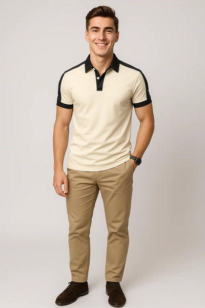 Polo de Bureau Élégant à Manches Courtes pour Homme – Beige