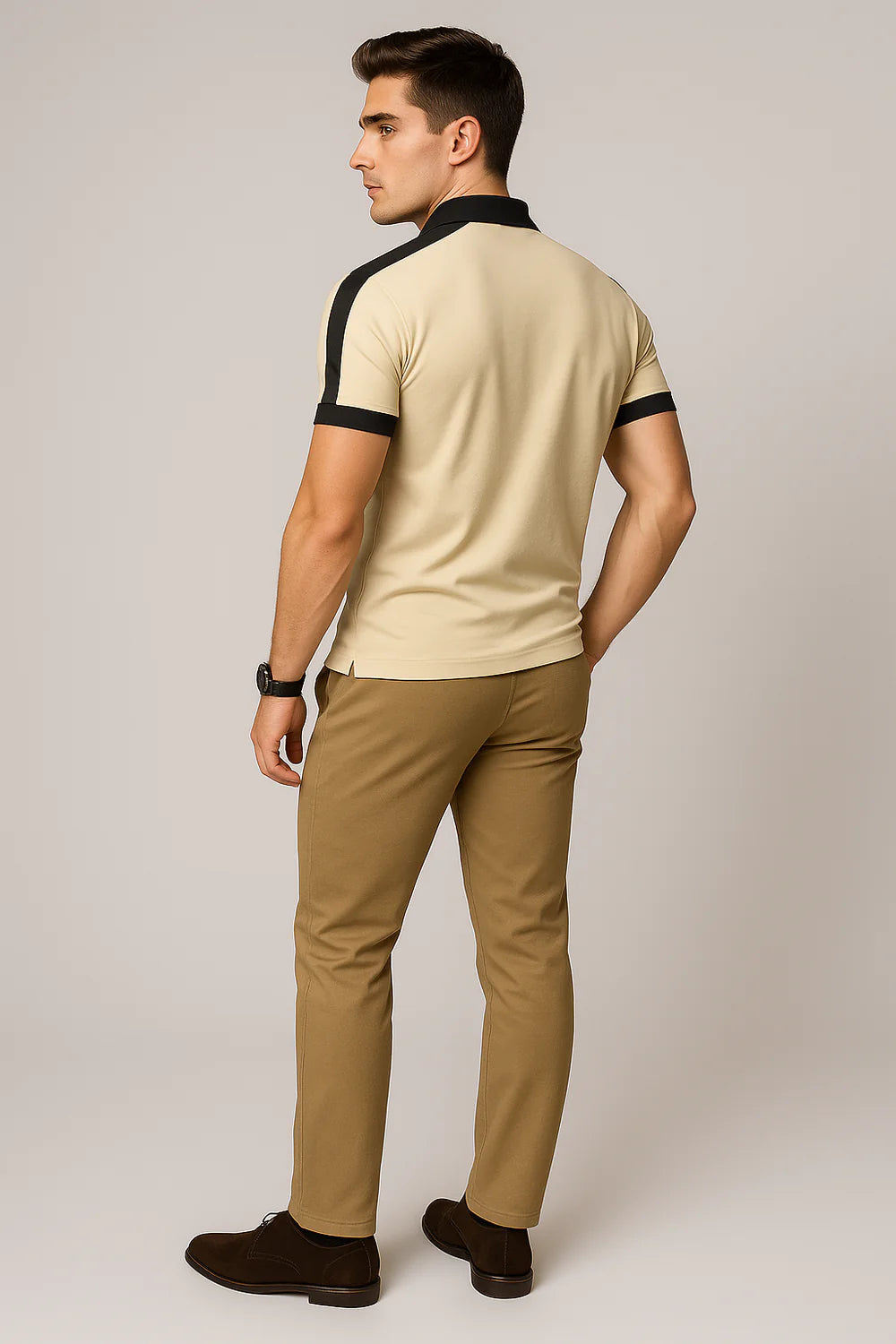 Polo de Bureau Élégant à Manches Courtes pour Homme – Beige