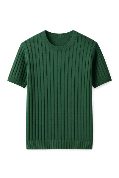 T-shirt Classique en Maille à Manches Courtes pour Homme – Vert