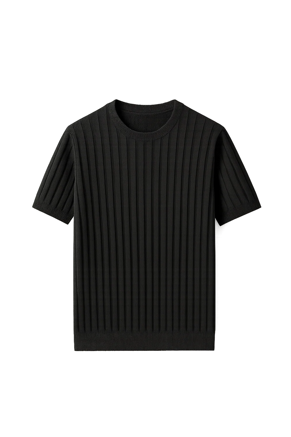 T-shirt Classique en Maille à Manches Courtes pour Homme – Noir