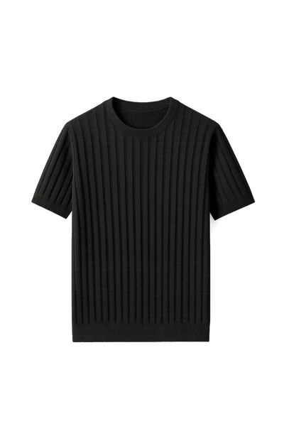 T-shirt Classique en Maille à Manches Courtes pour Homme – Noir
