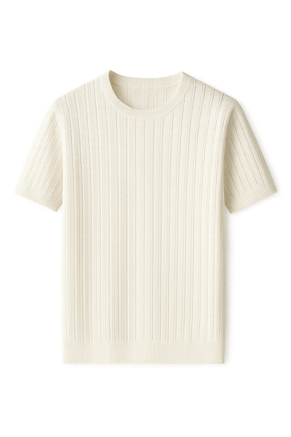 T-shirt Classique en Maille à Manches Courtes pour Homme – Blanc