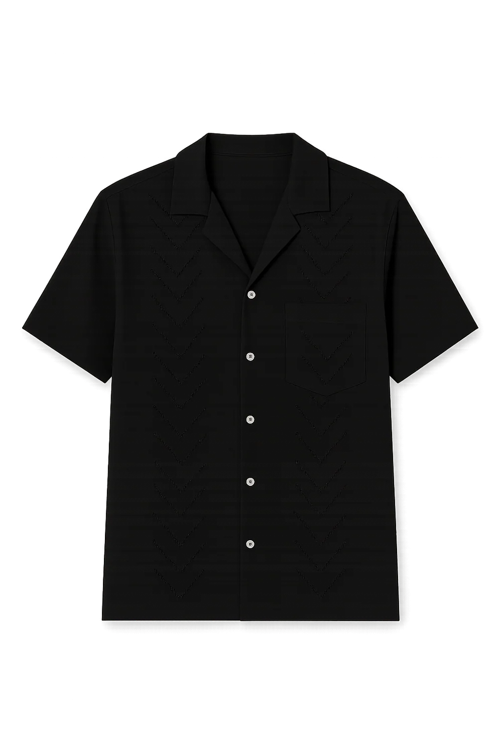 Chemise Moderne à Manches Courtes avec Col Boutonné pour Homme – Noir