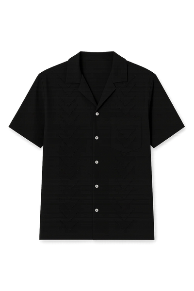 Chemise Moderne à Manches Courtes avec Col Boutonné pour Homme – Noir