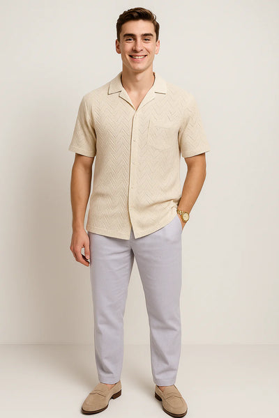 Chemise Moderne à Manches Courtes avec Col Boutonné pour Homme – Kaki