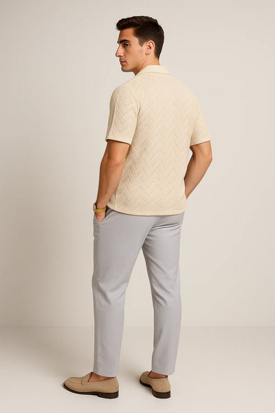 Chemise Moderne à Manches Courtes avec Col Boutonné pour Homme – Kaki