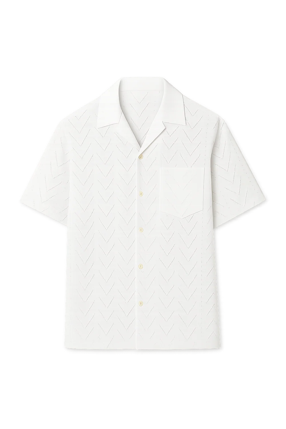 Chemise Moderne à Manches Courtes avec Col Boutonné pour Homme – Blanc