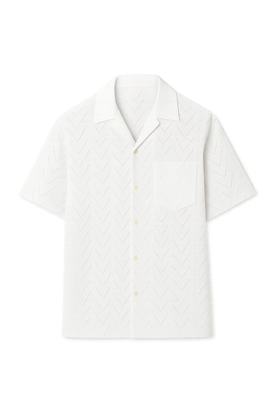 Chemise Moderne à Manches Courtes avec Col Boutonné pour Homme – Blanc