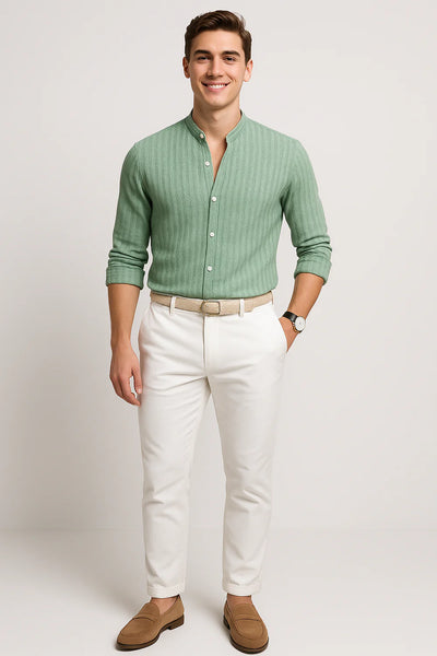 Chemise Élégante à Manches Courtes pour Homme – Vert clair