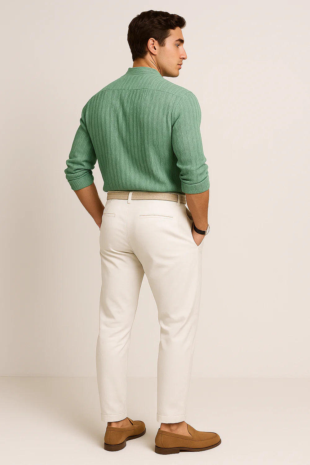 Chemise Élégante à Manches Courtes pour Homme – Vert clair
