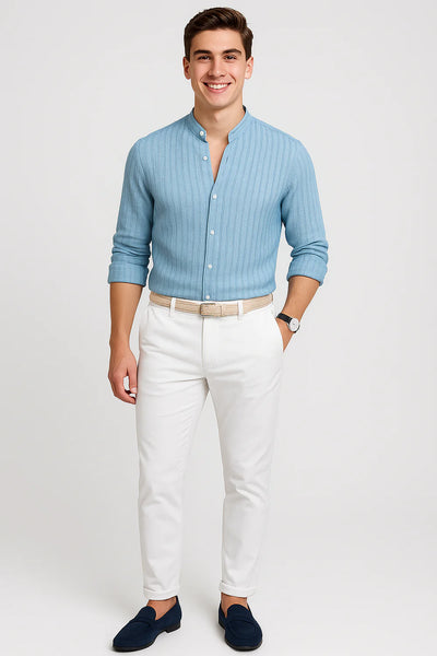 Chemise Élégante à Manches Courtes pour Homme – Bleu clair
