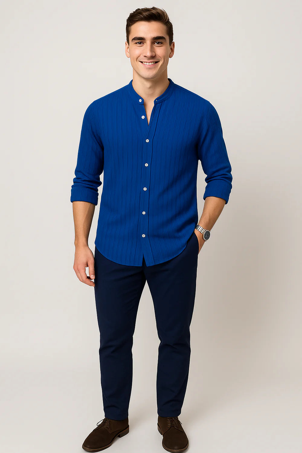 Chemise Élégante à Manches Courtes pour Homme – Bleu