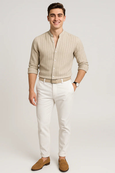 Chemise Élégante à Manches Courtes pour Homme – Beige